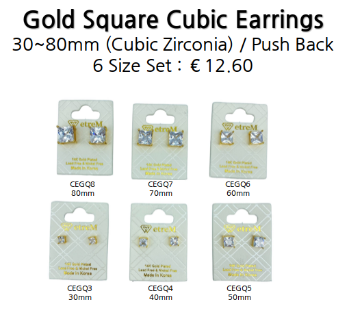 [Set] etreM Cubic EARRINGS (3~8mm)