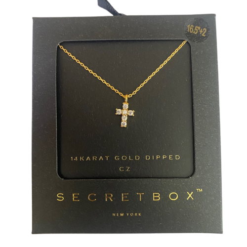 MEDIUM CUBIC STUDDED CROSS NECKLACE