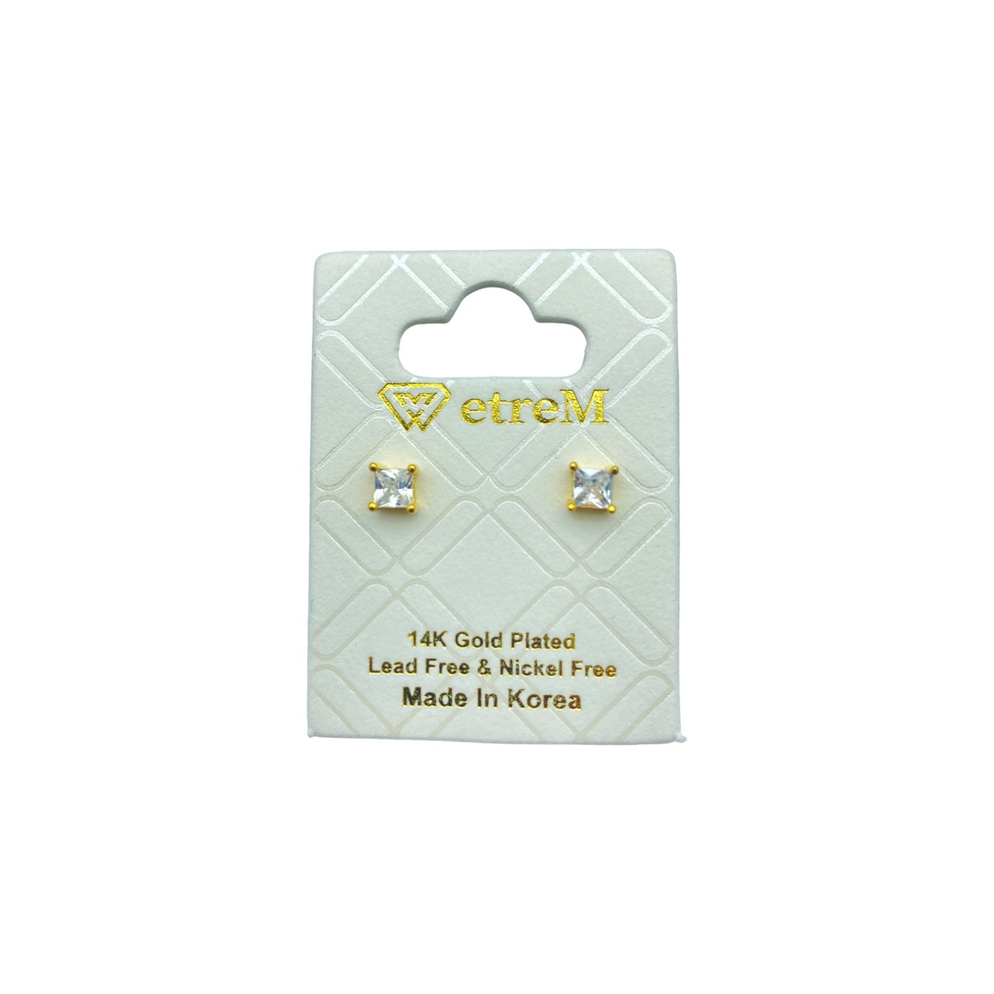 Gold square cubic EARRINGS (3.0mm)