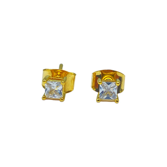 Gold square cubic EARRINGS (3.0mm)