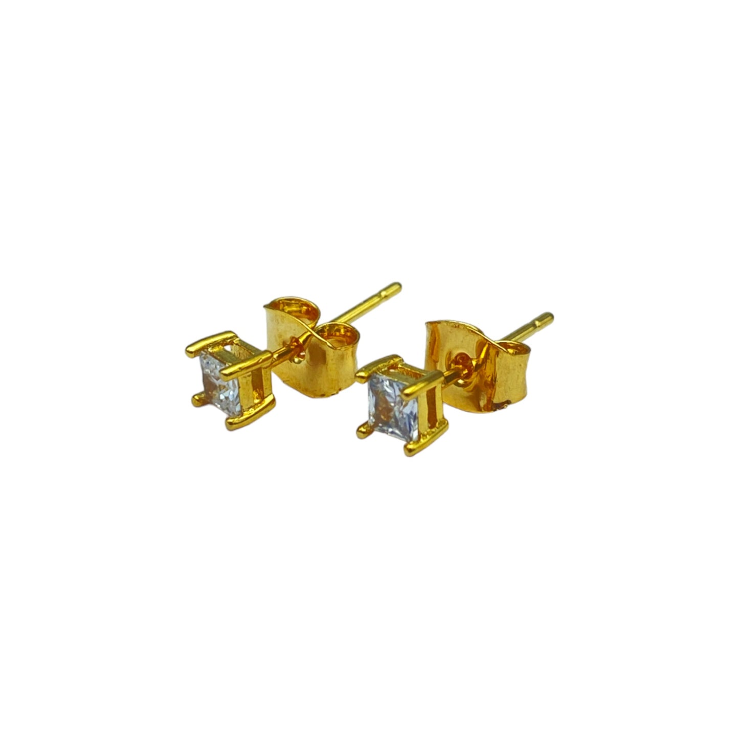 Gold square cubic EARRINGS (3.0mm)