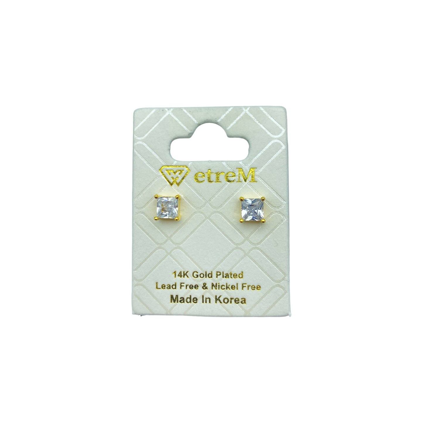 Gold square cubic EARRINGS (4.0mm)