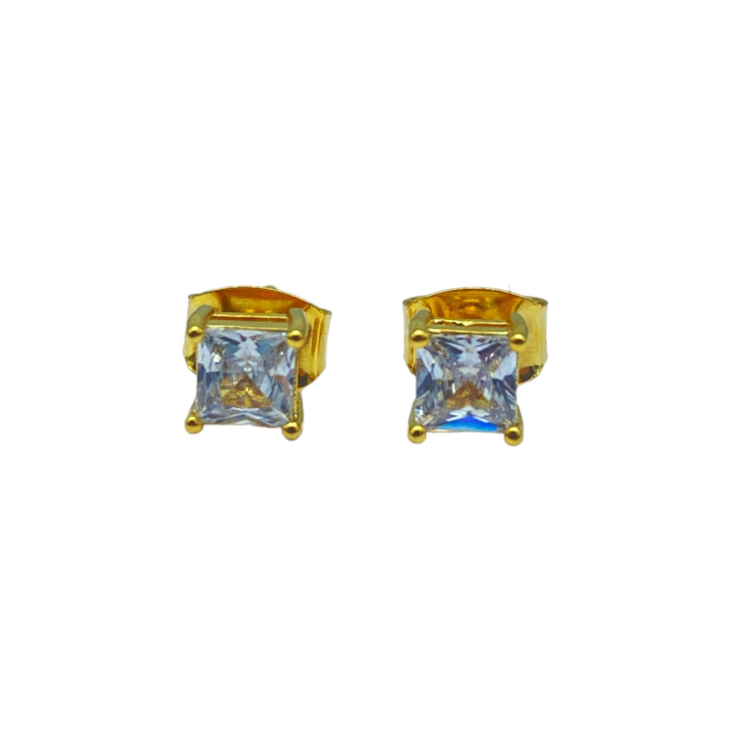 Gold square cubic EARRINGS (4.0mm)