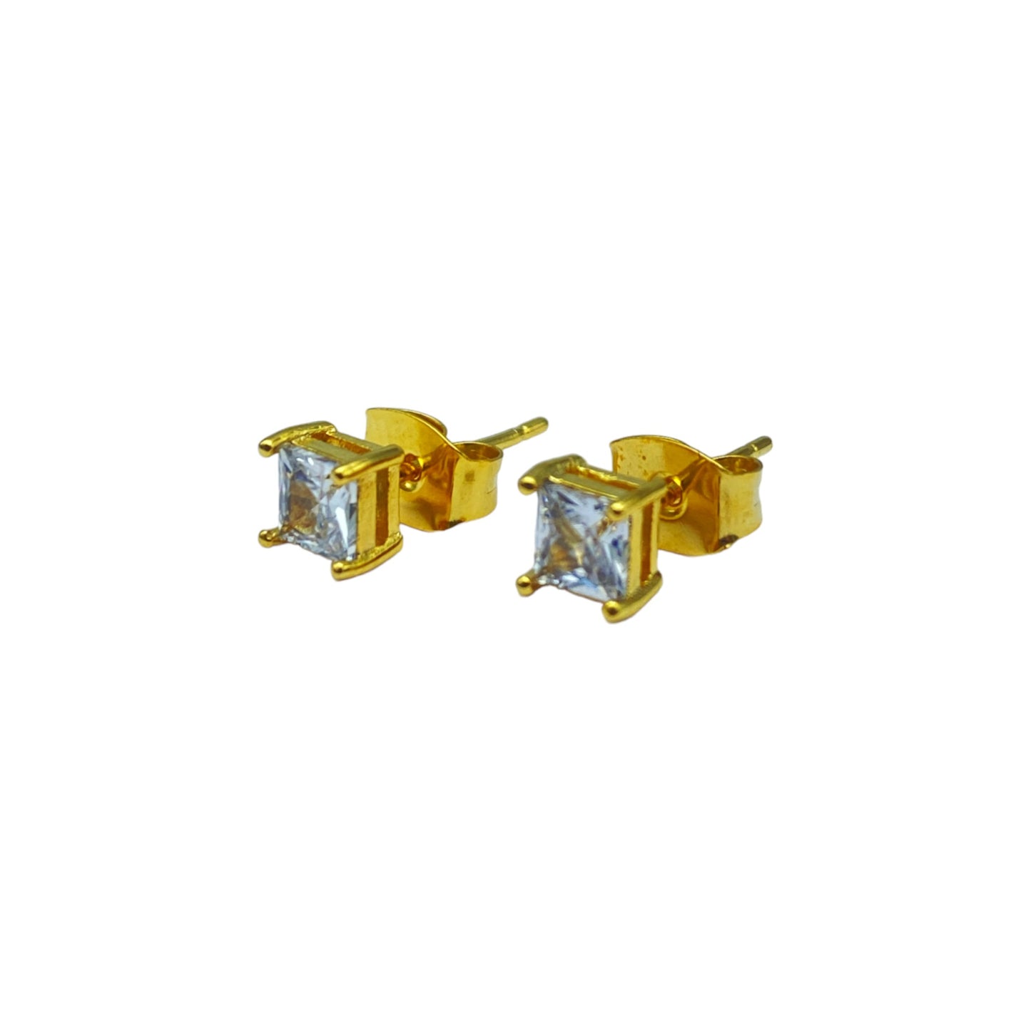 Gold square cubic EARRINGS (4.0mm)