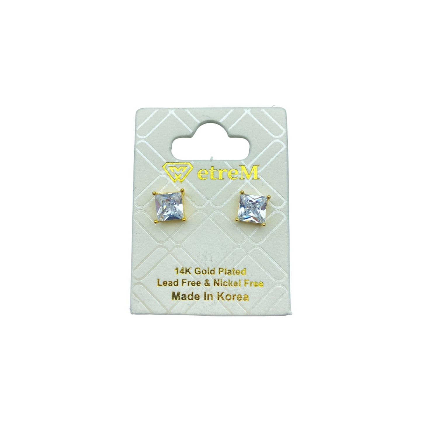 Gold square cubic EARRINGS (5.0mm)