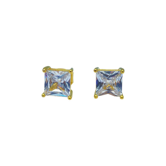 Gold square cubic EARRINGS (6.0mm)