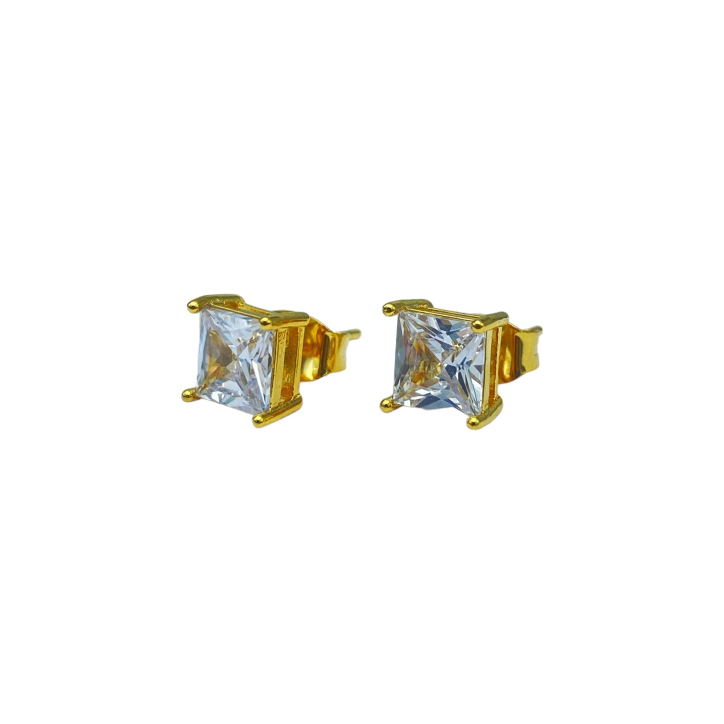 Gold square cubic EARRINGS (6.0mm)