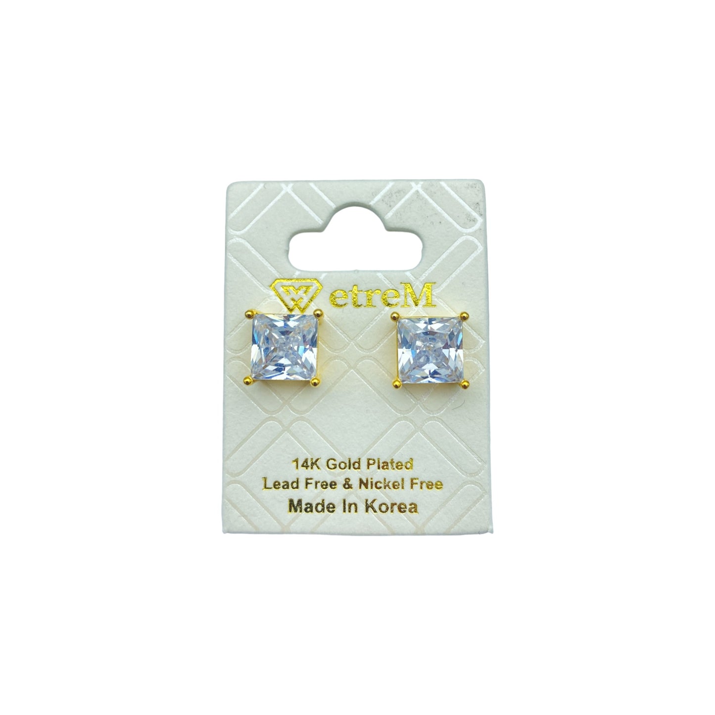 Gold square cubic EARRINGS (7.0mm)