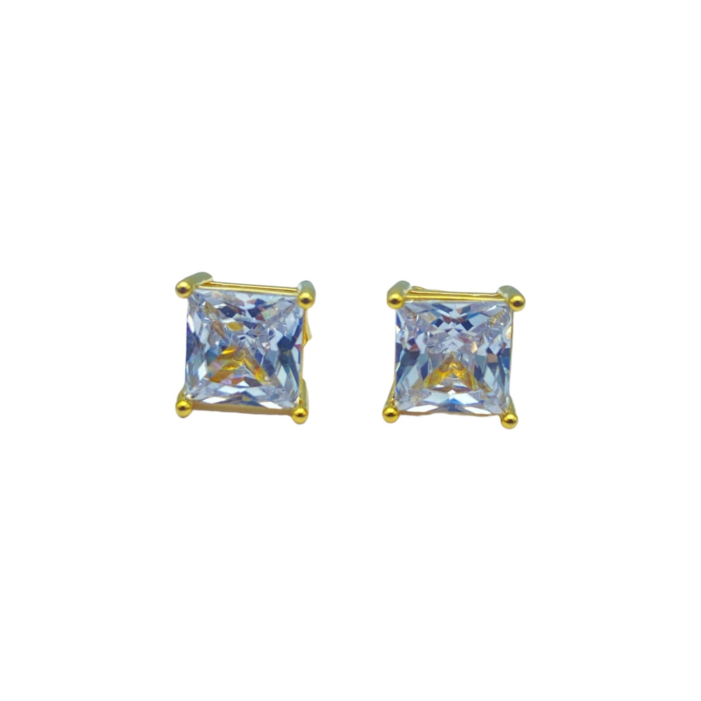 Gold square cubic EARRINGS (7.0mm)