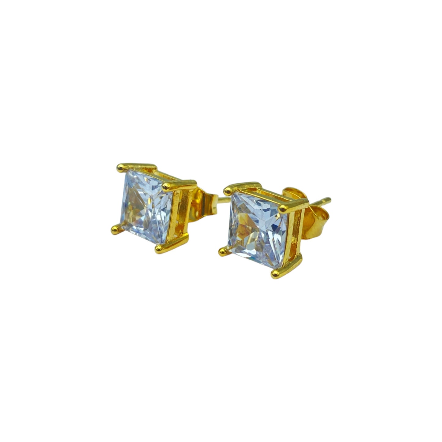 Gold square cubic EARRINGS (7.0mm)