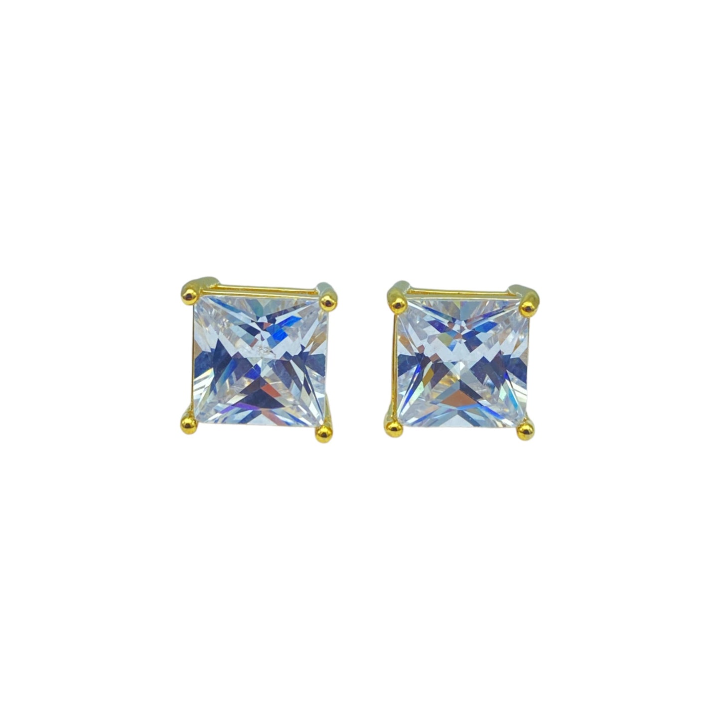 Gold square cubic EARRINGS (8.0mm)