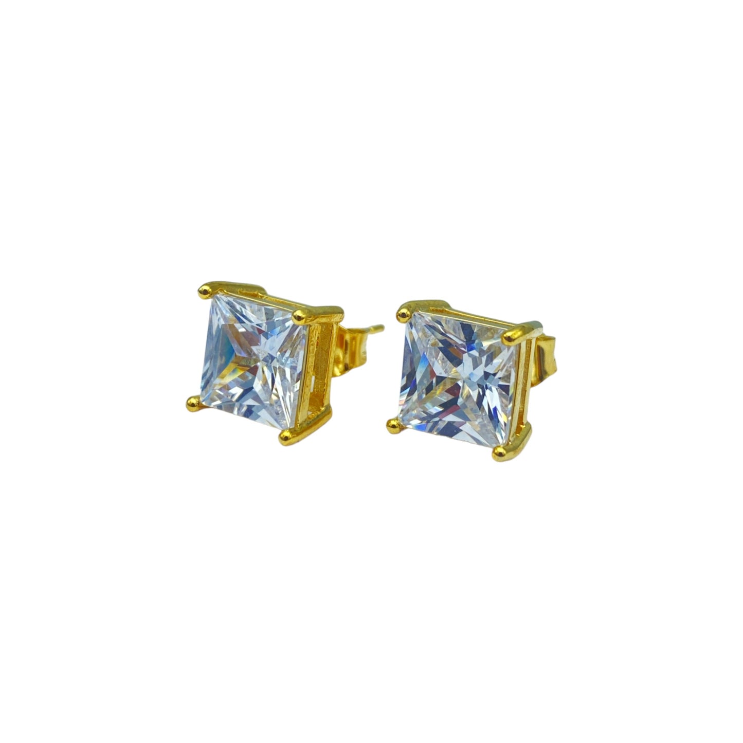 Gold square cubic EARRINGS (8.0mm)