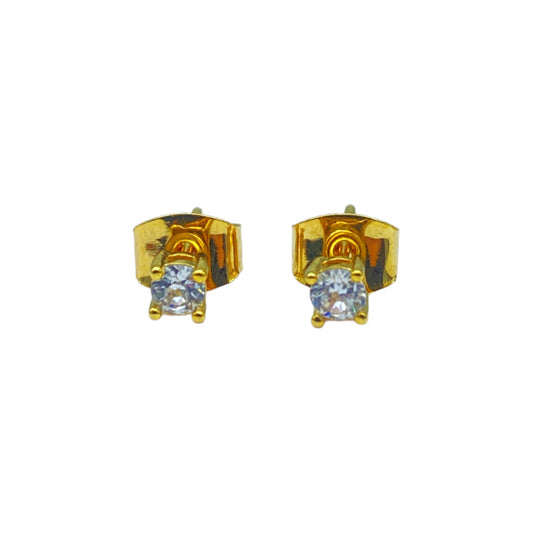 Gold round cubic EARRINGS (3.0mm)