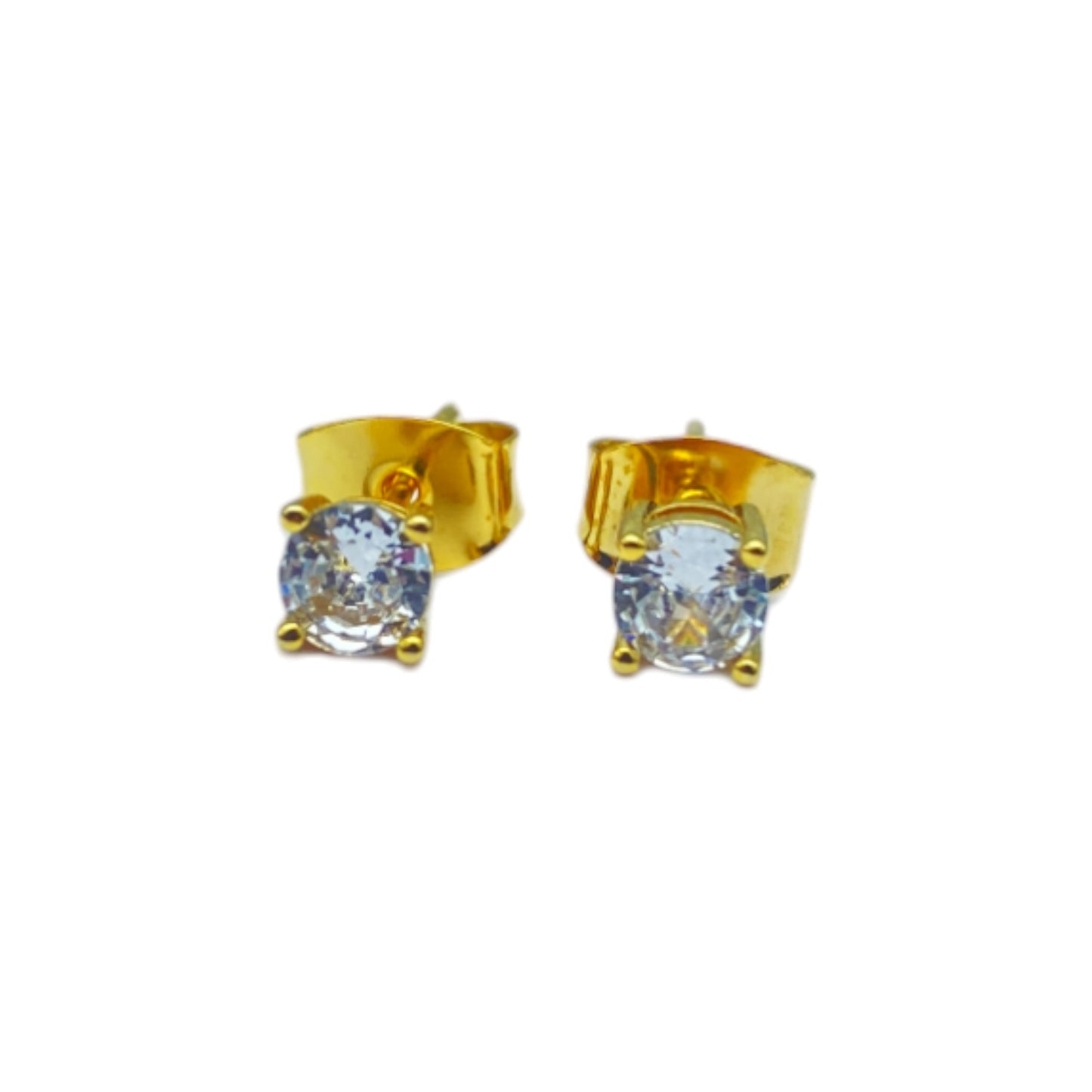 Gold round cubic EARRINGS (4.0mm)