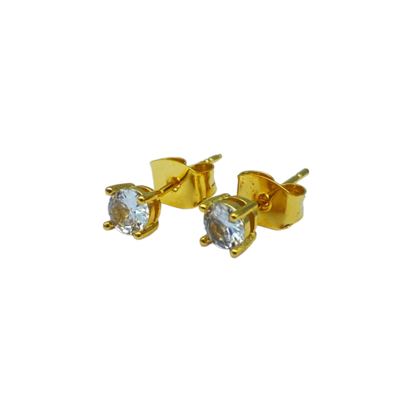 Gold round cubic EARRINGS (4.0mm)