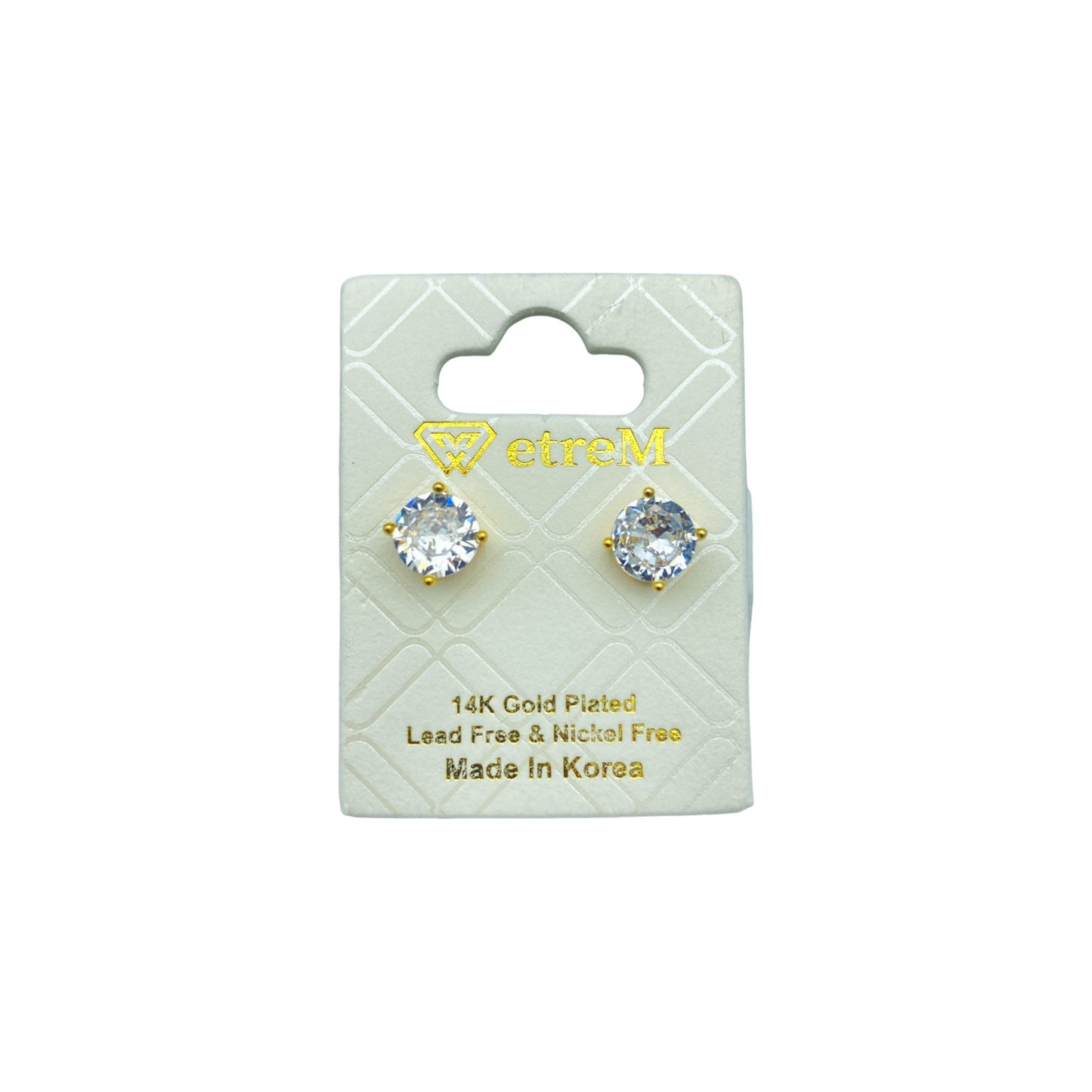 Gold round cubic EARRINGS (6.0mm)