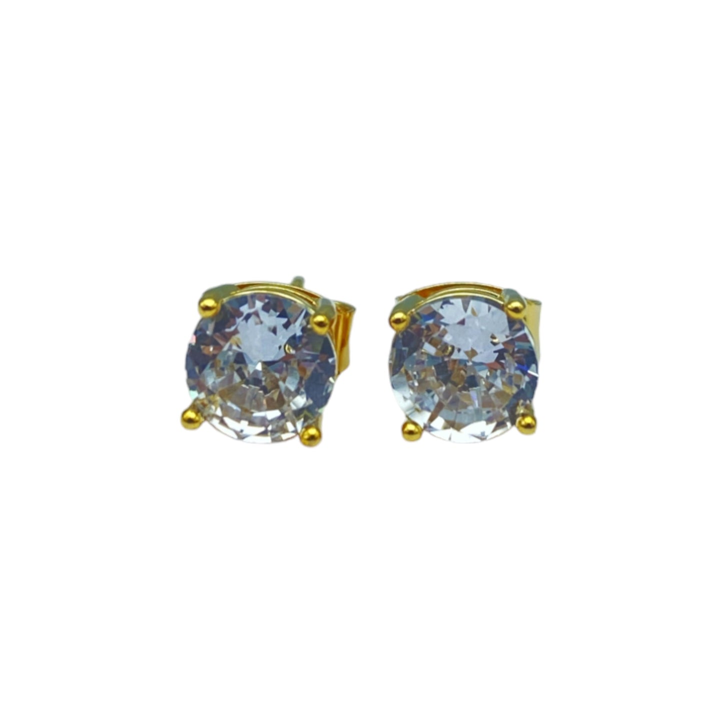 Gold round cubic EARRINGS (8.0mm)