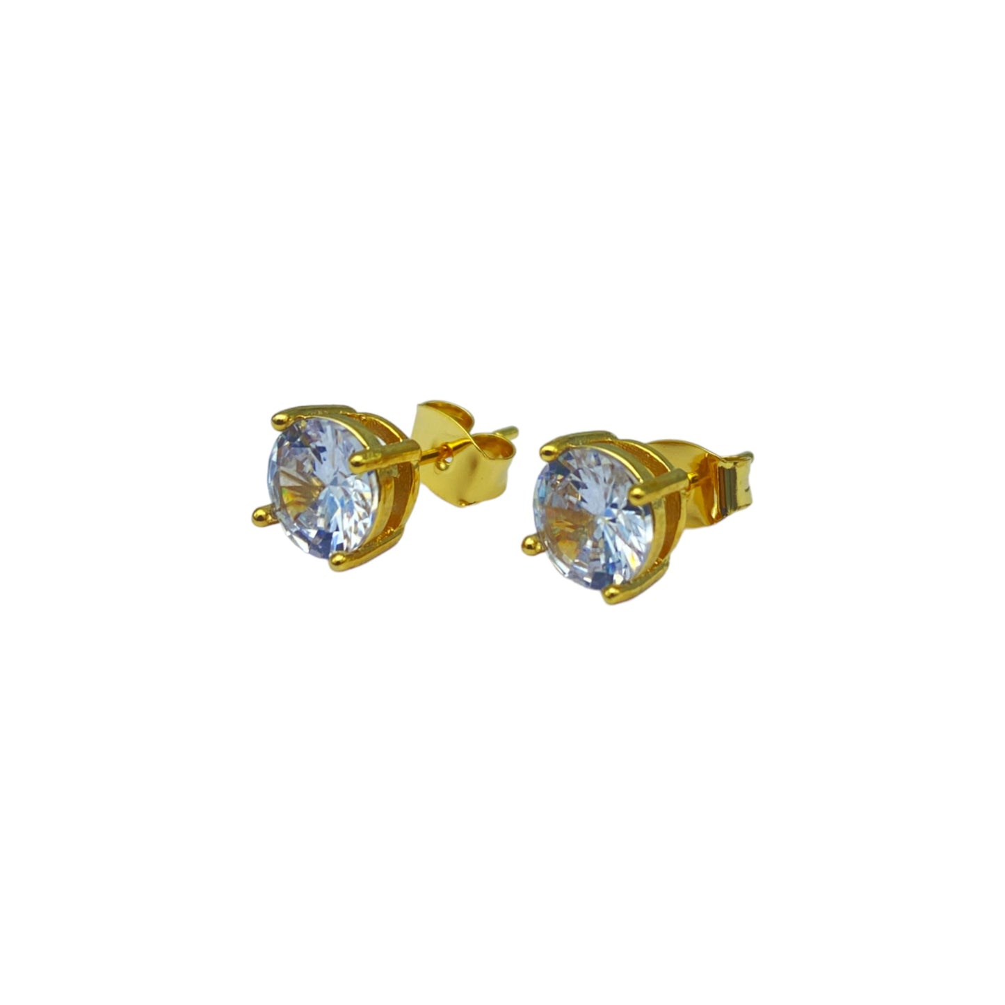 Gold round cubic EARRINGS (7.0mm)