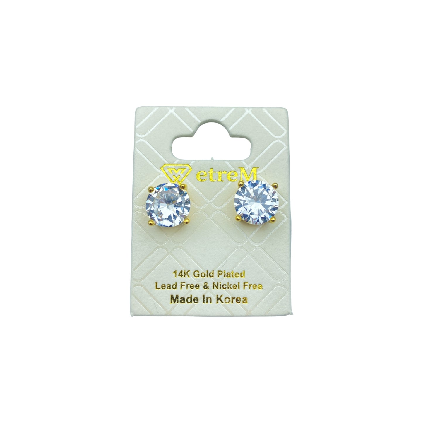 Gold round cubic EARRINGS (8.0mm)