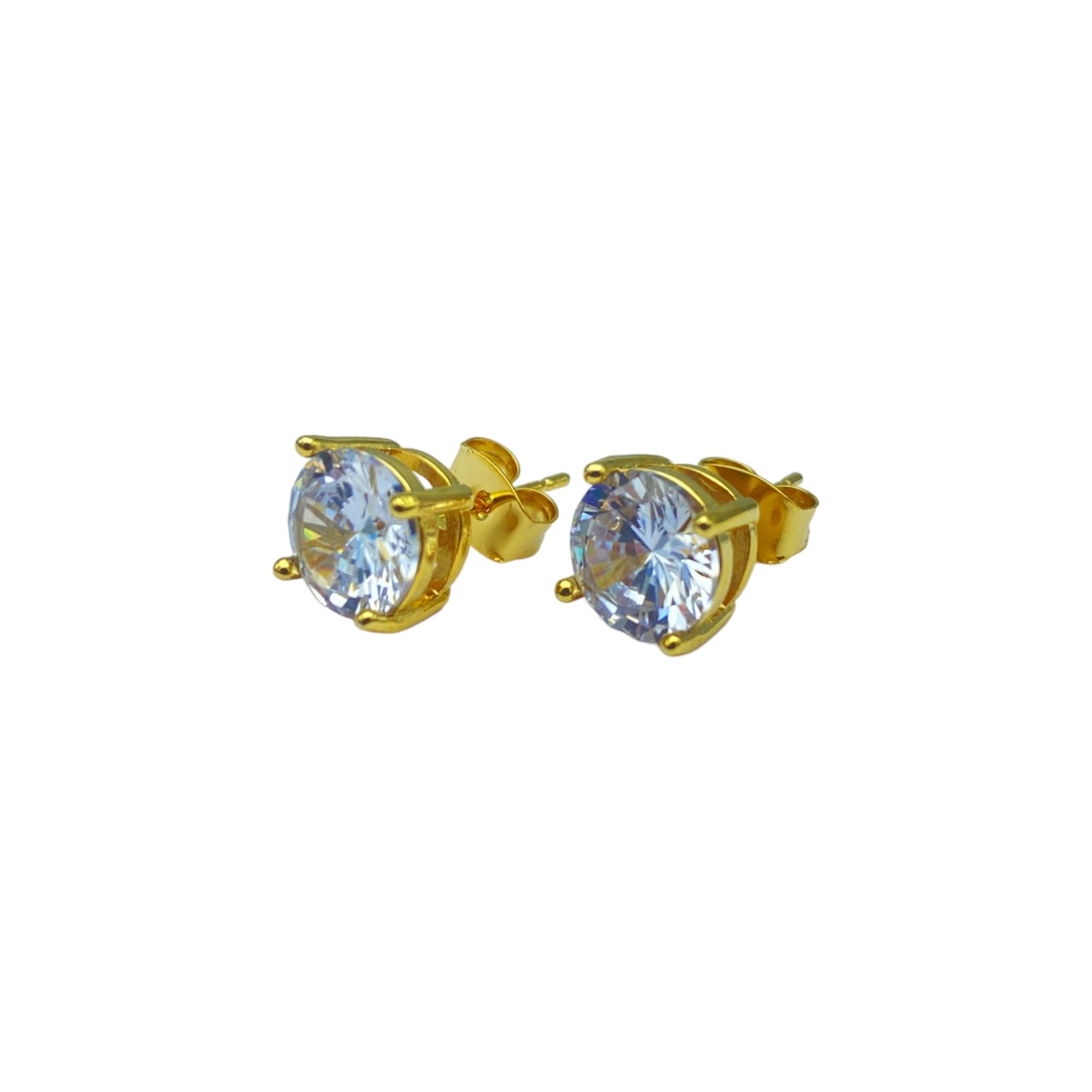 Gold round cubic EARRINGS (8.0mm)