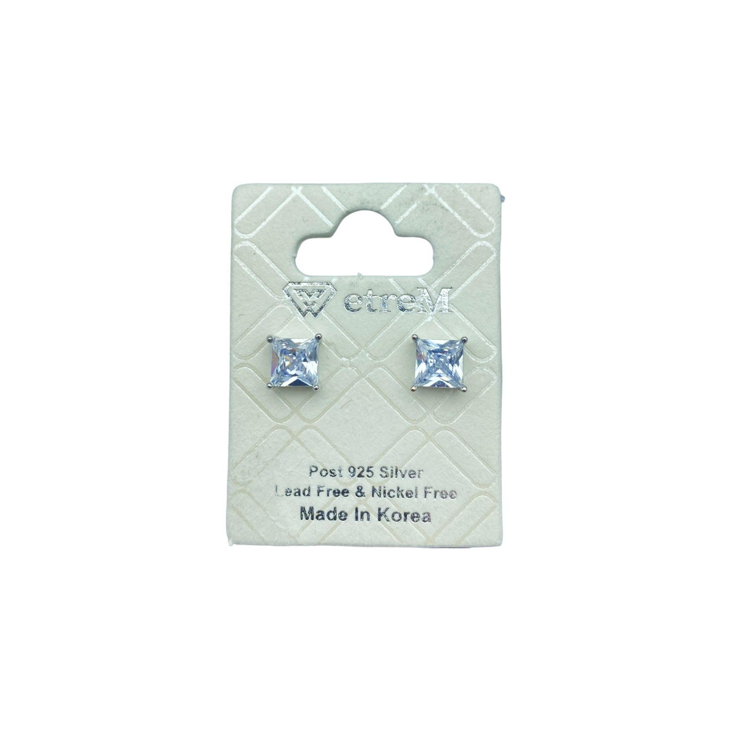 Silver square cubic EARRINGS (5.0mm)