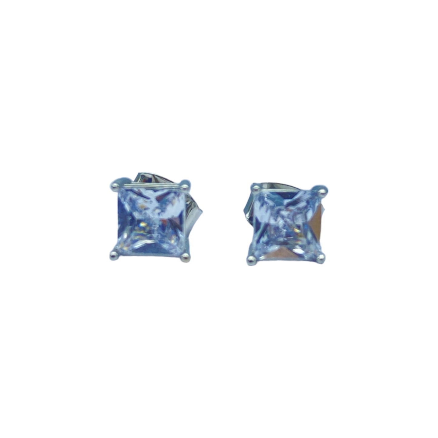 Silver square cubic EARRINGS (5.0mm)