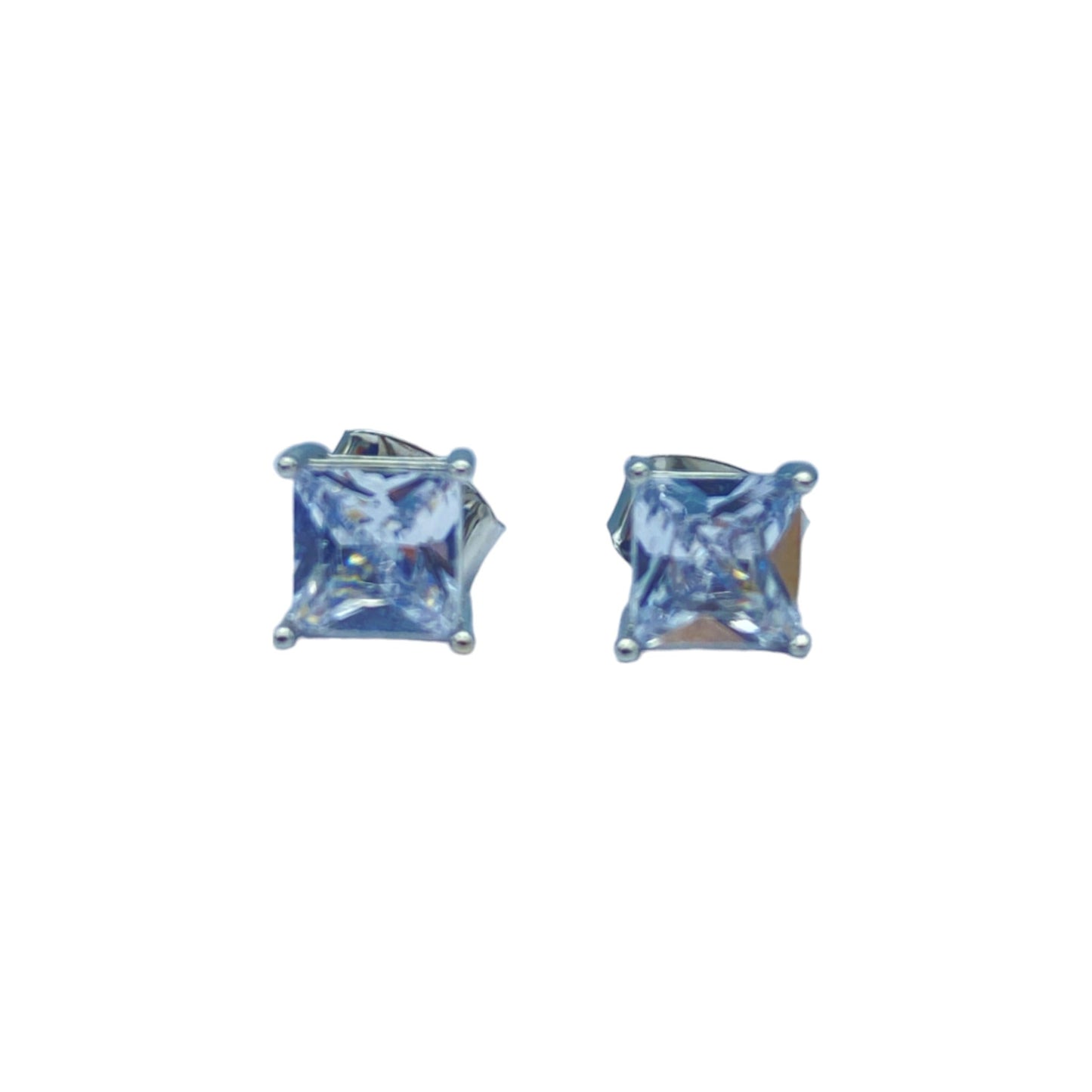 Silver square cubic EARRINGS (6.0mm)