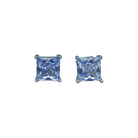 Silver square cubic EARRINGS (7.0mm)