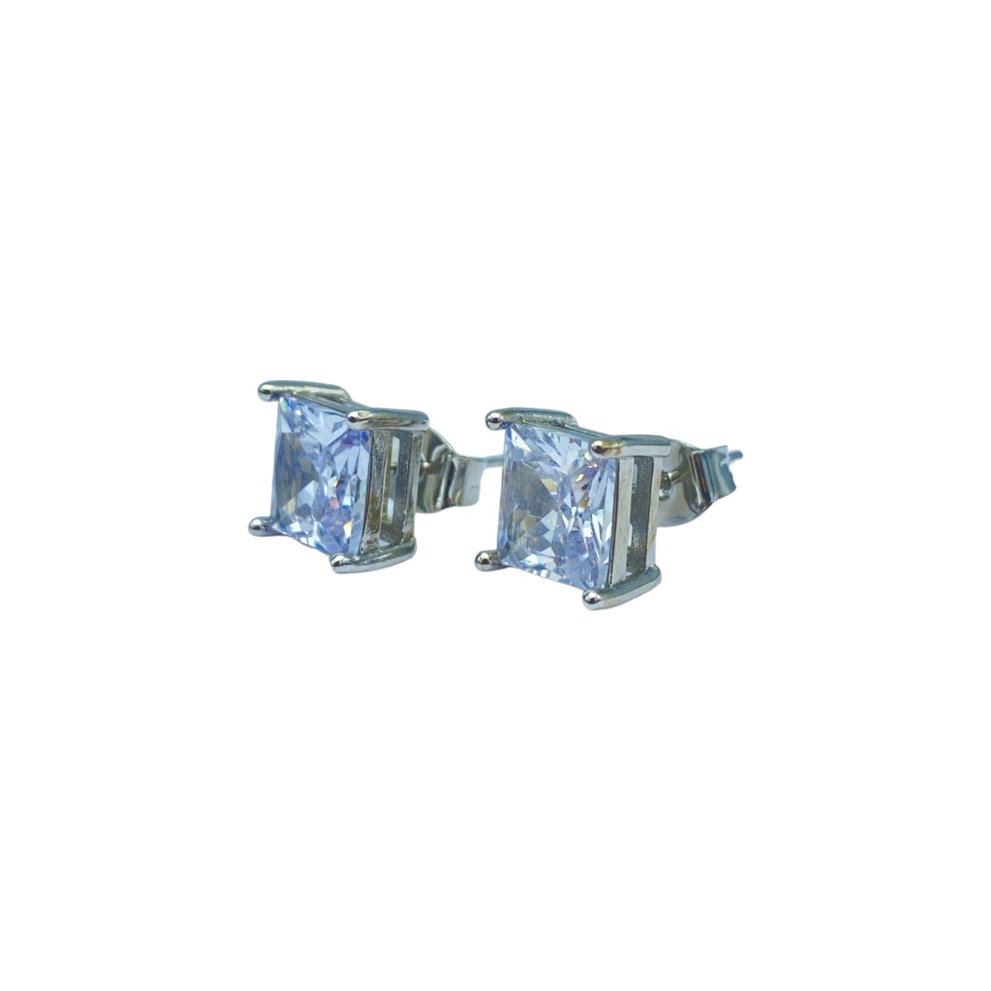 Silver square cubic EARRINGS (7.0mm)