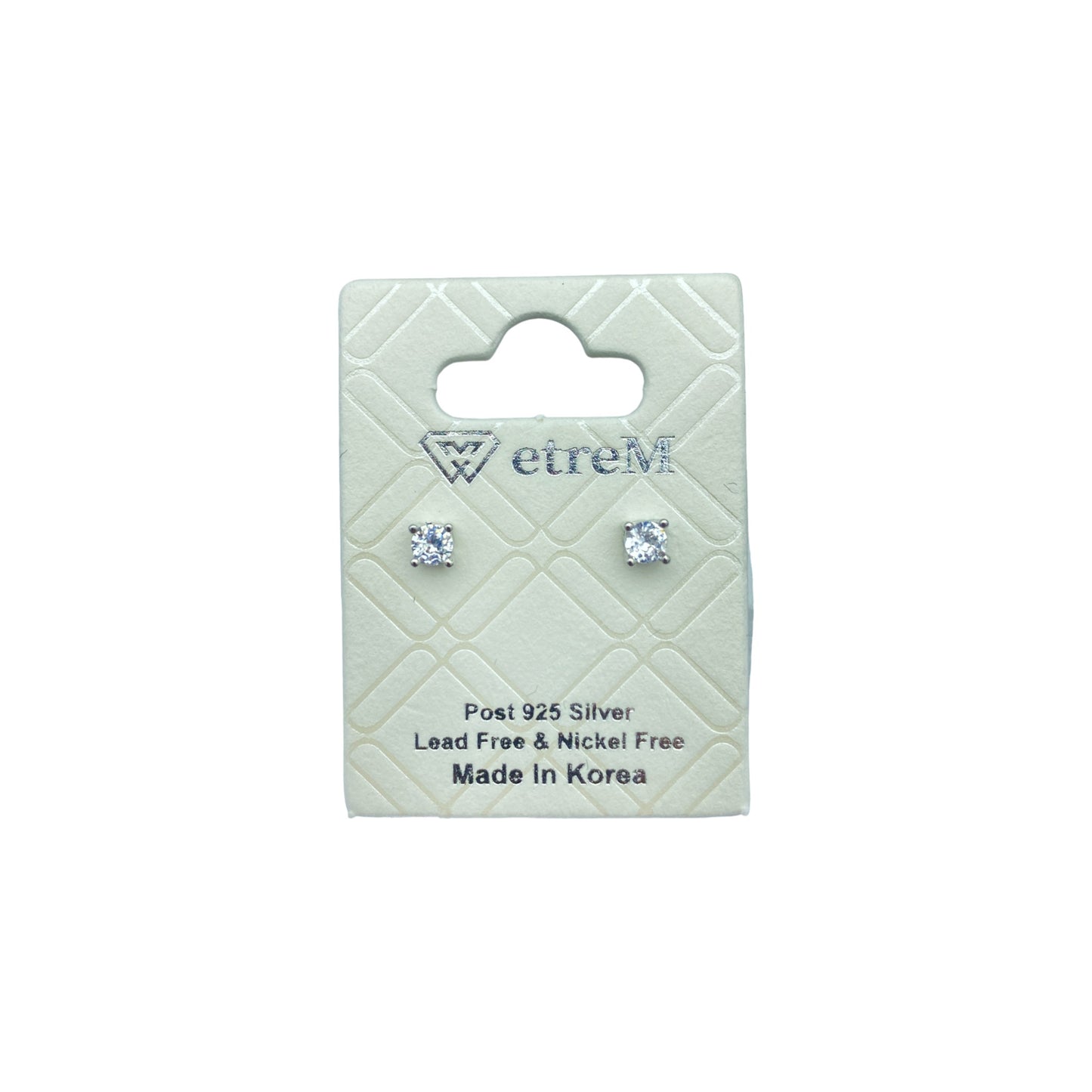 Silver round cubic EARRINGS (3.0mm)