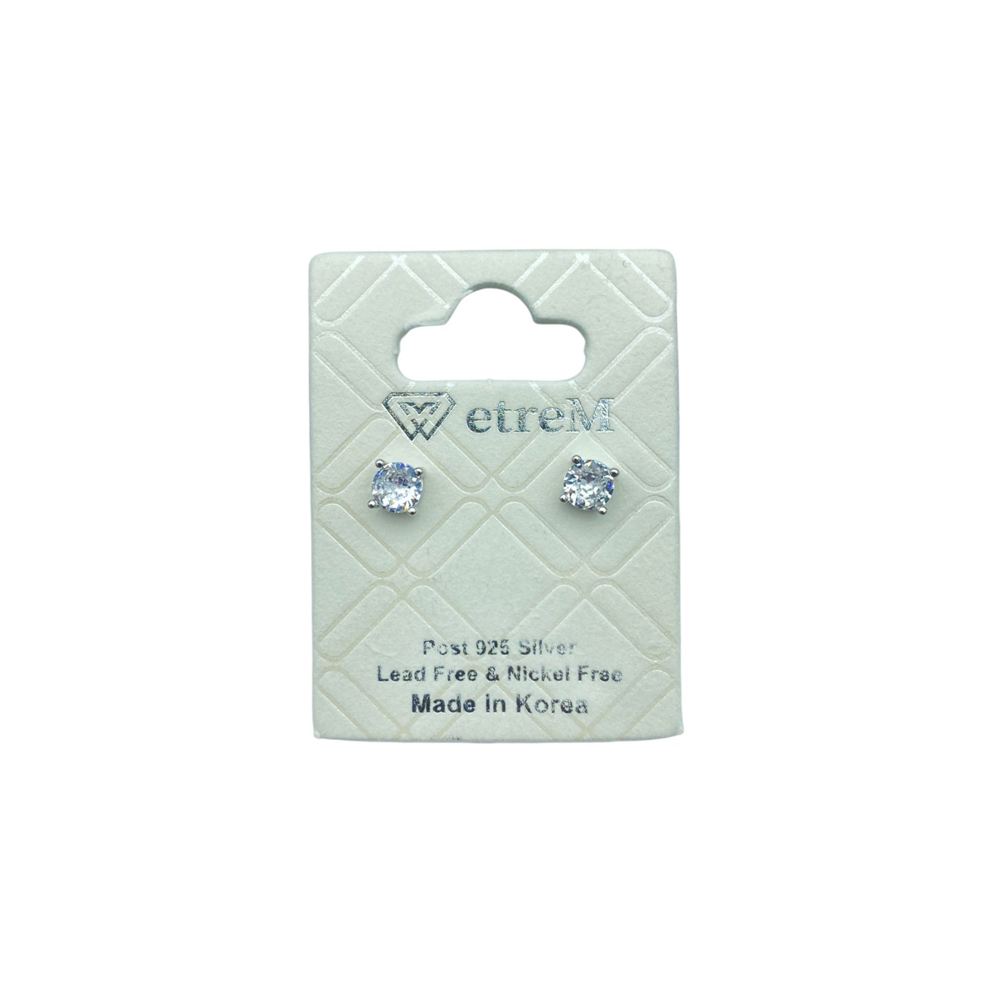 Silver round cubic EARRINGS (4.0mm)