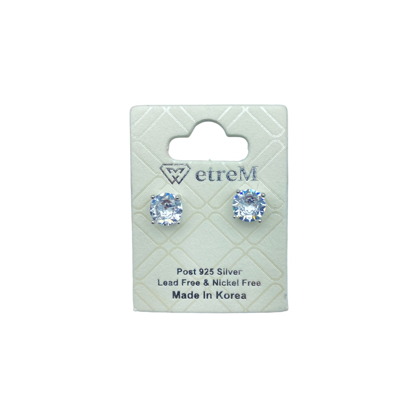 Silver round cubic EARRINGS (6.0mm)