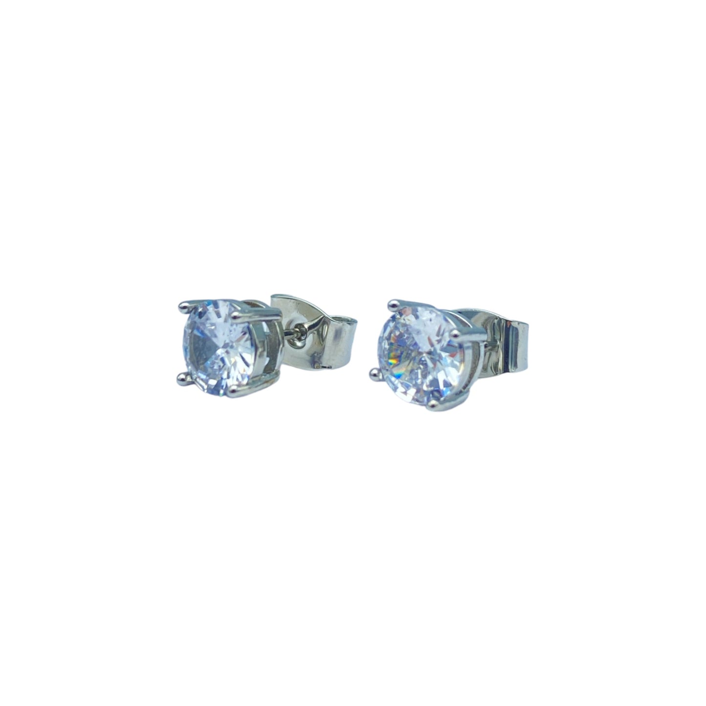 Silver round cubic EARRINGS (6.0mm)