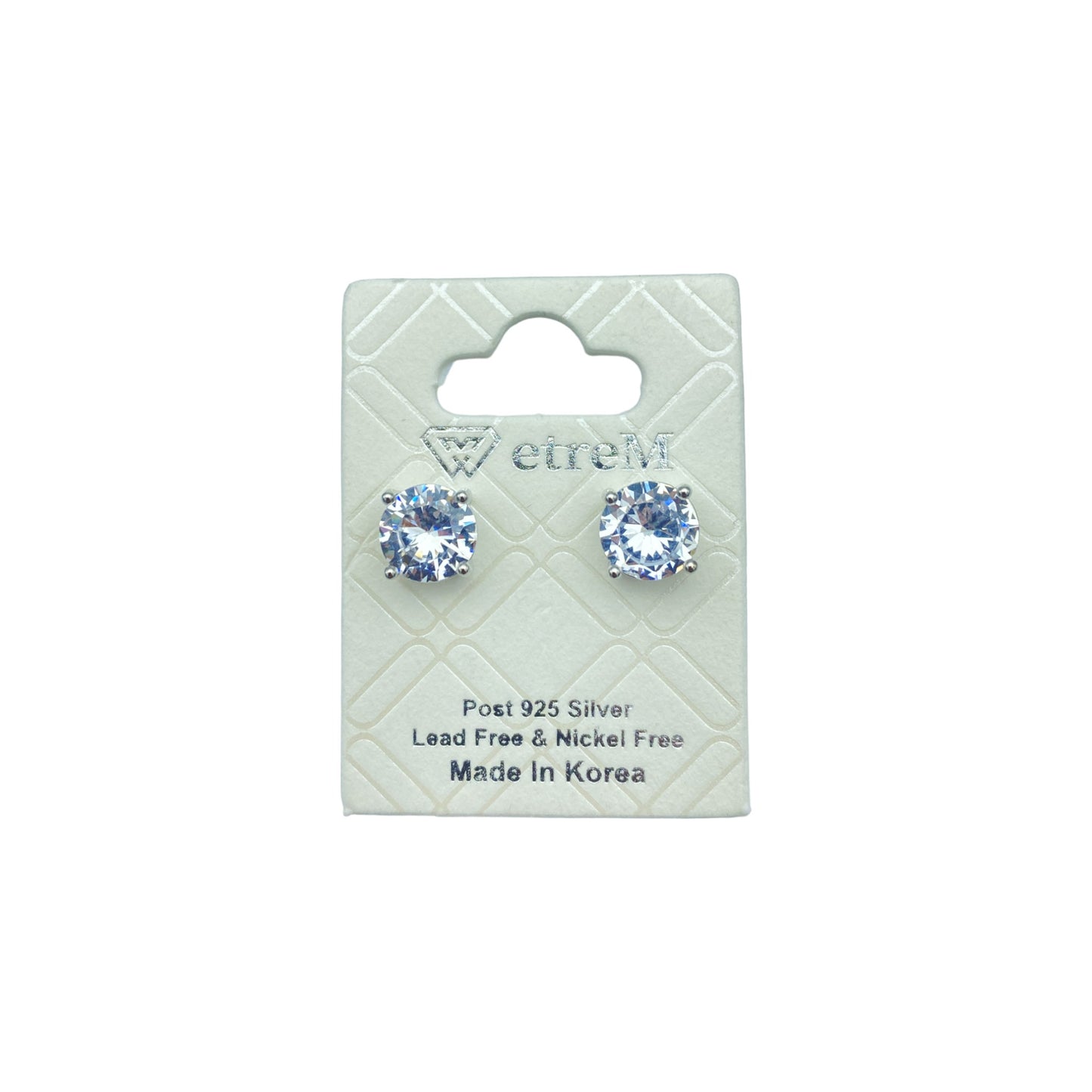 Silver round cubic EARRINGS (7.0mm)