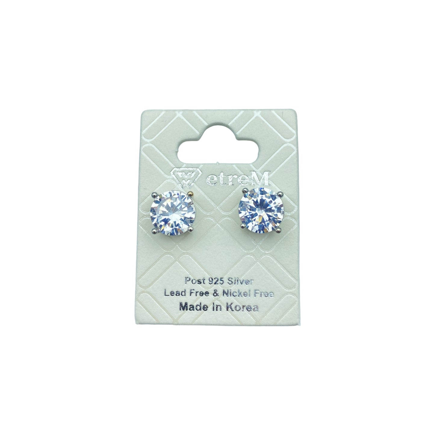 Silver round cubic EARRINGS (8.0mm)