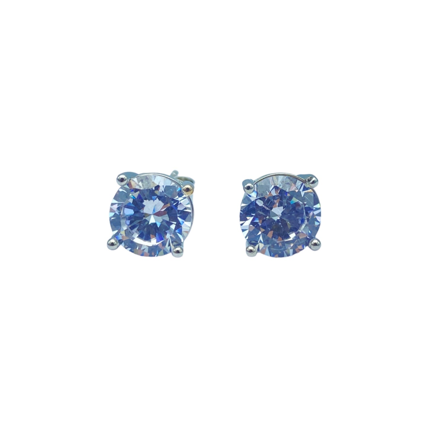 Silver round cubic EARRINGS (8.0mm)