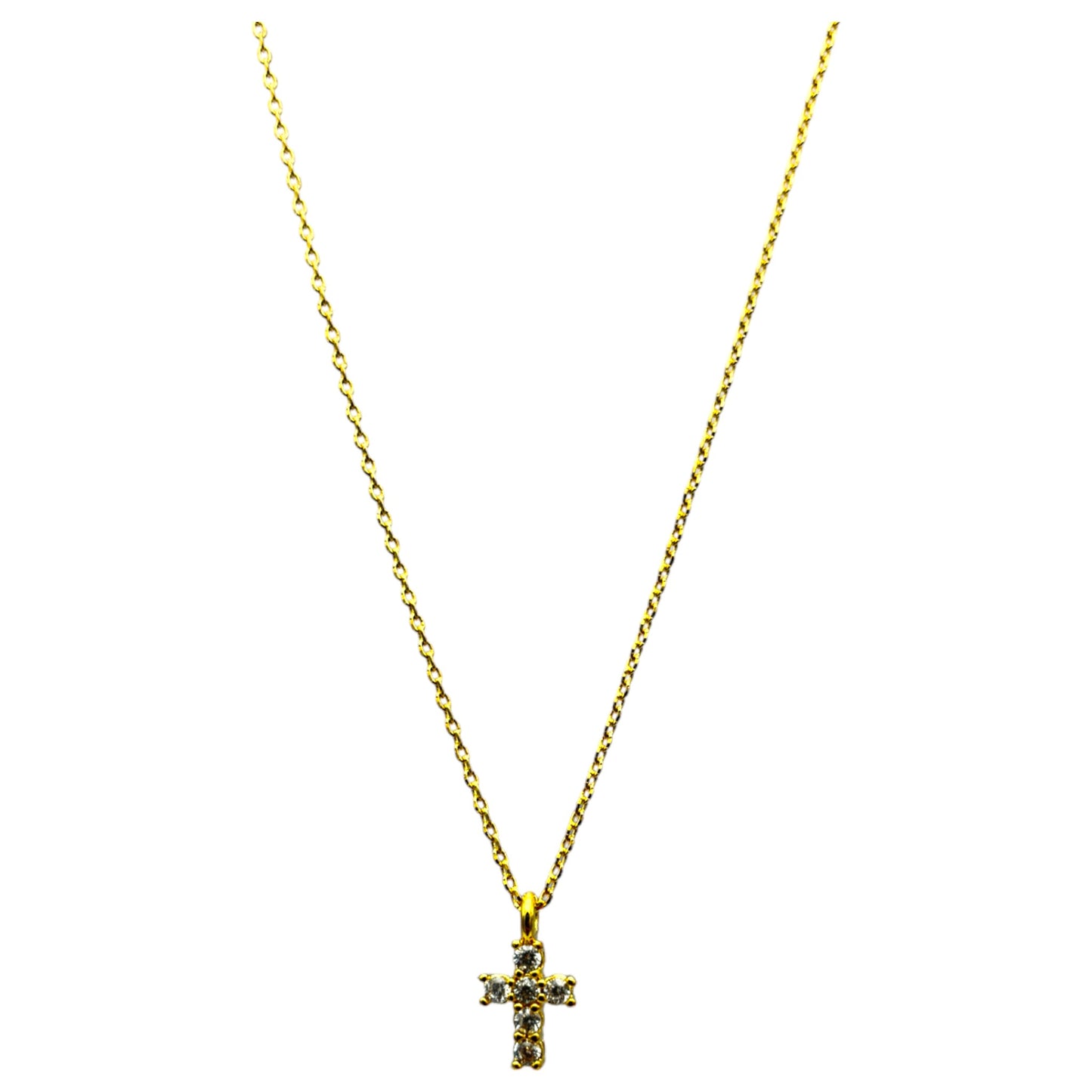 MEDIUM CUBIC STUDDED CROSS NECKLACE