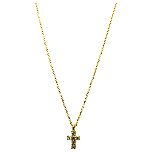 MEDIUM CUBIC STUDDED CROSS NECKLACE