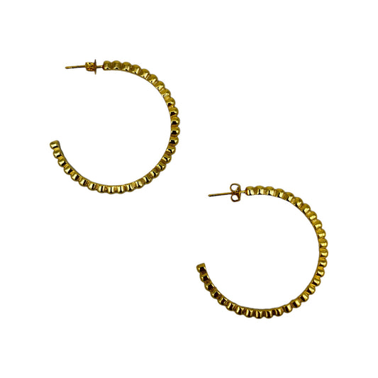 CONNECTED BALL HOOP EARRINGS