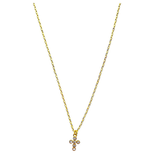 SMALL CUBIC STUDDED CROSS NECKLACE