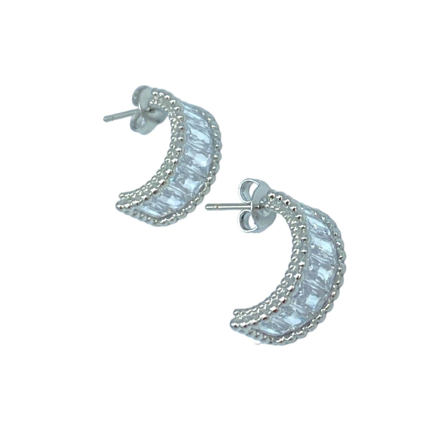 HALF SMALL CUBICS HOOP EARRING