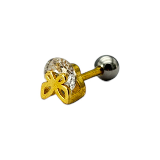 Butterfly on cubic gold Piercing (Ear)