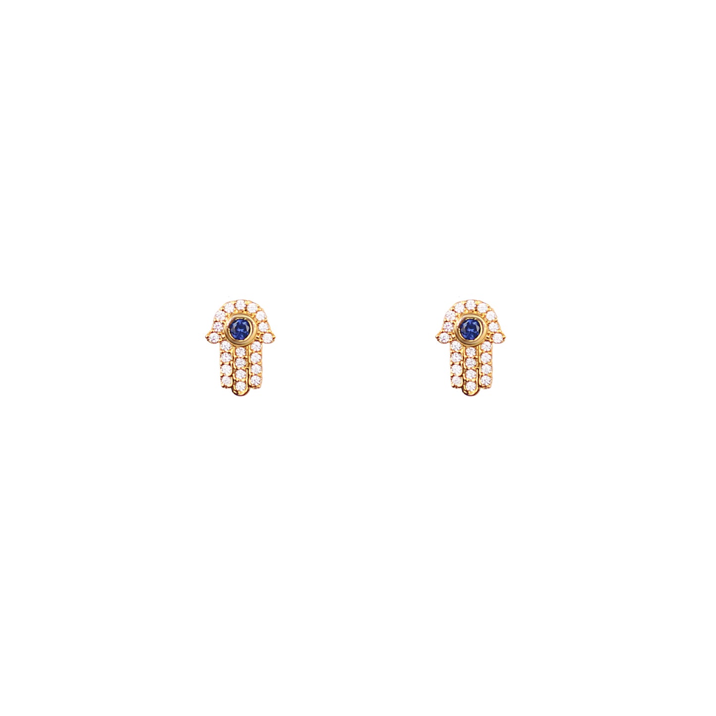 HAMSA STUD WITH SAPPHIRE CUBIC EARRINGS