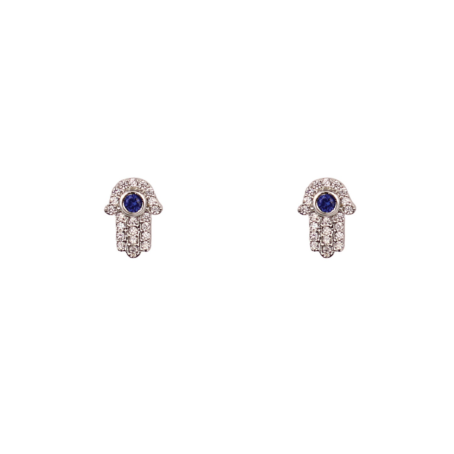 HAMSA STUD WITH SAPPHIRE CUBIC EARRINGS