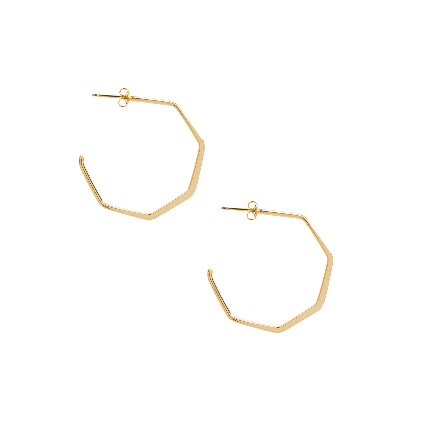 OPEN SLIM HEXAGON HOOP EARRINGS (MEDIUM)