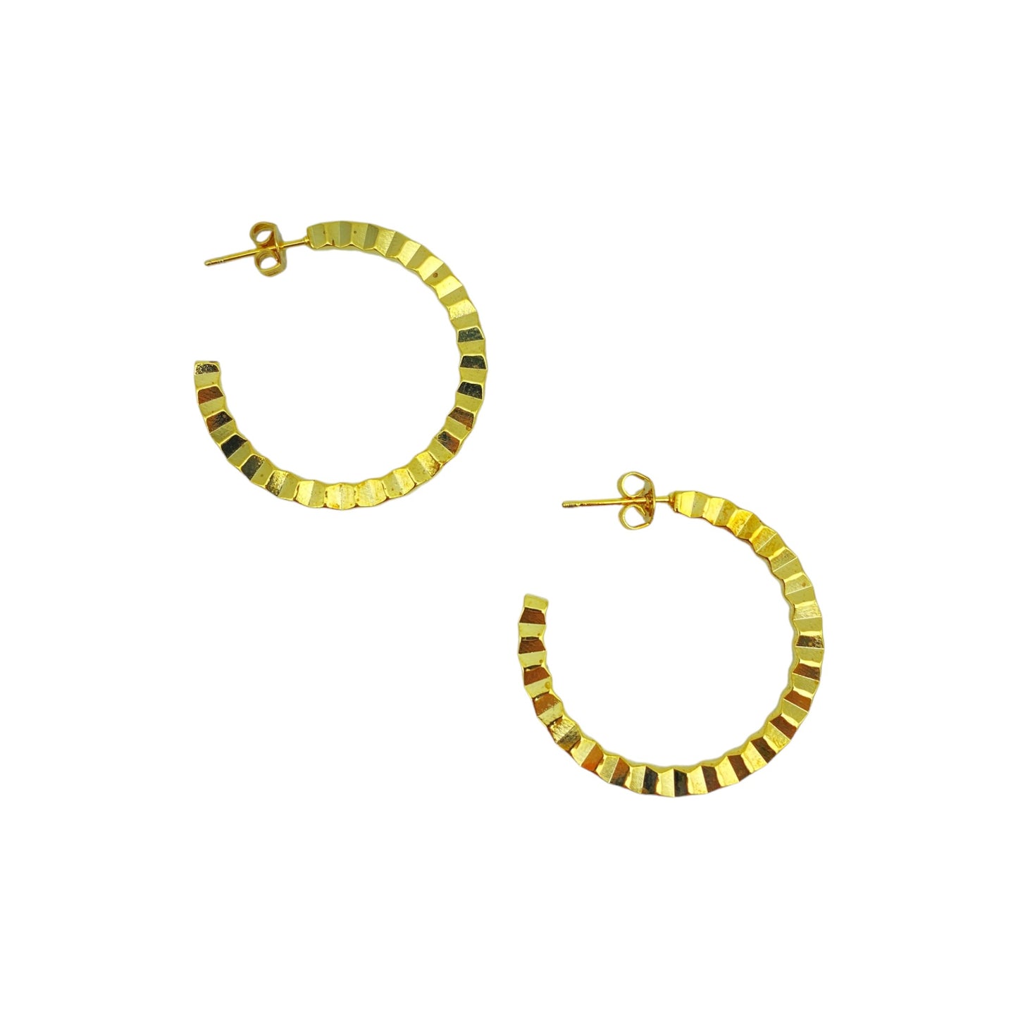 SAW TOOTHED CUT HOOP EARRINGS