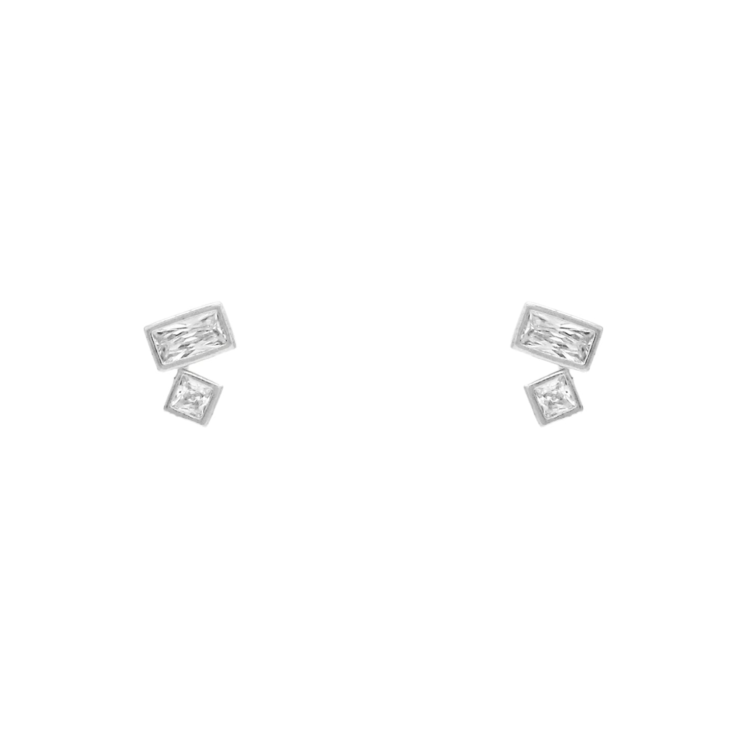 PETITE BEZEL CZ STUD EARRINGS