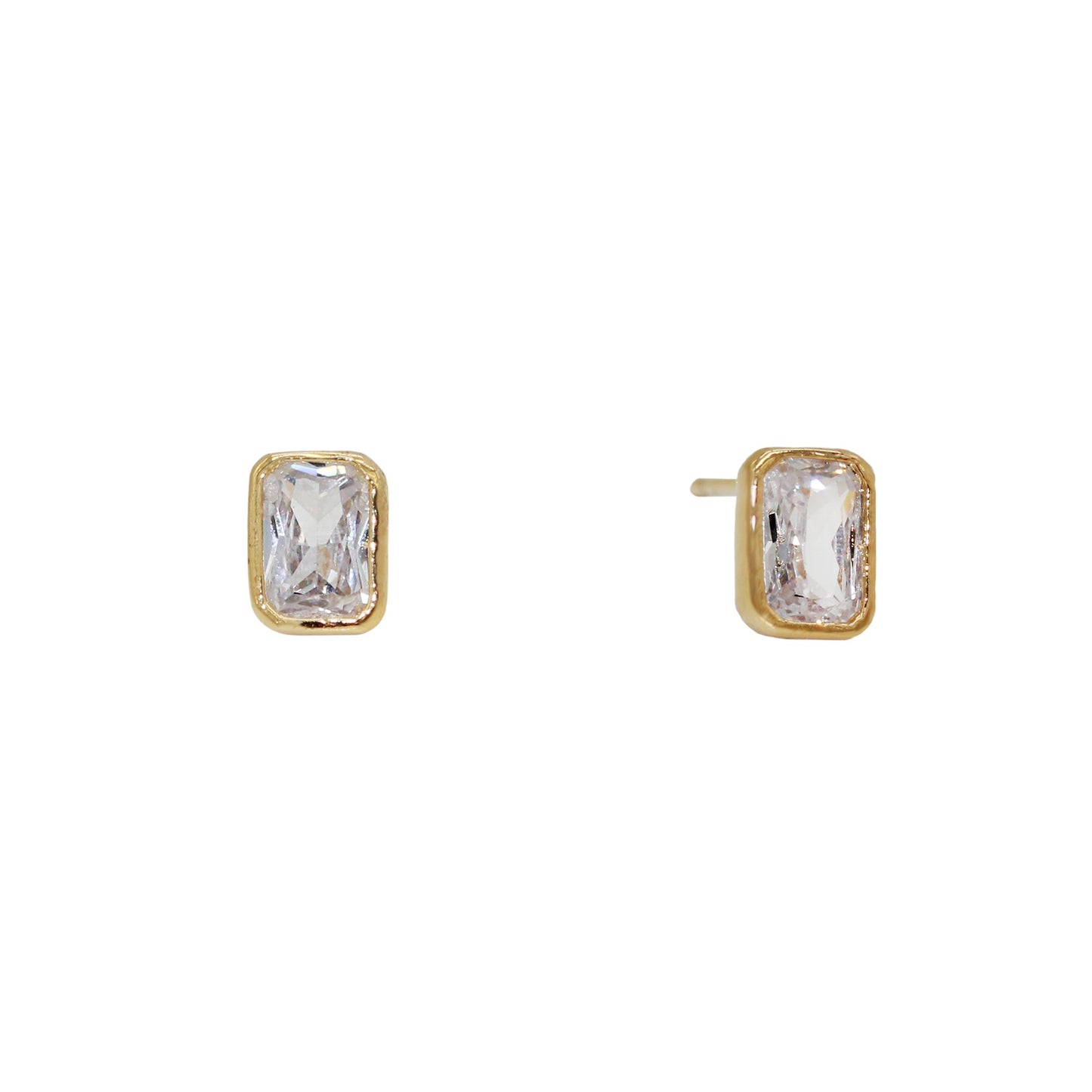 EMERALD CUT CZ BEZEL EARRINGS