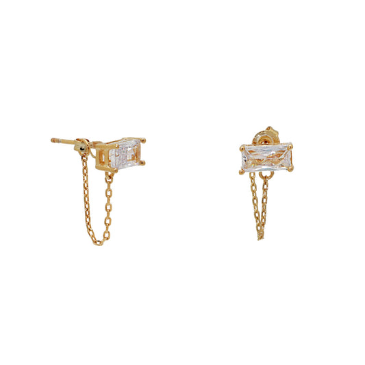 EMERALD CUT CZ CHAIN EAR JACKET