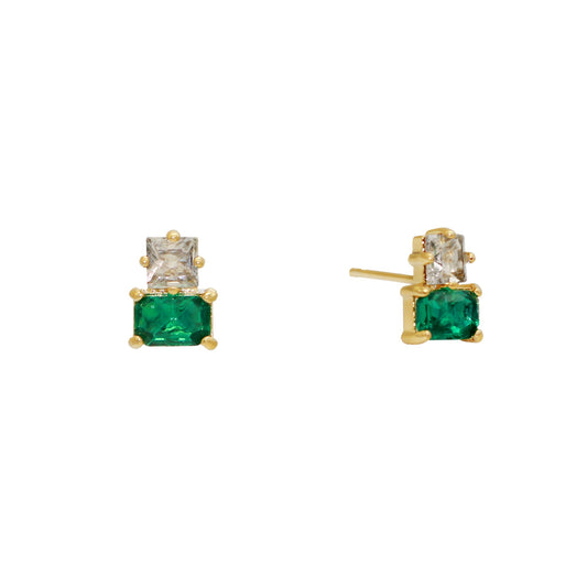 EMERALD CZ COLOR STUD EARRINGS